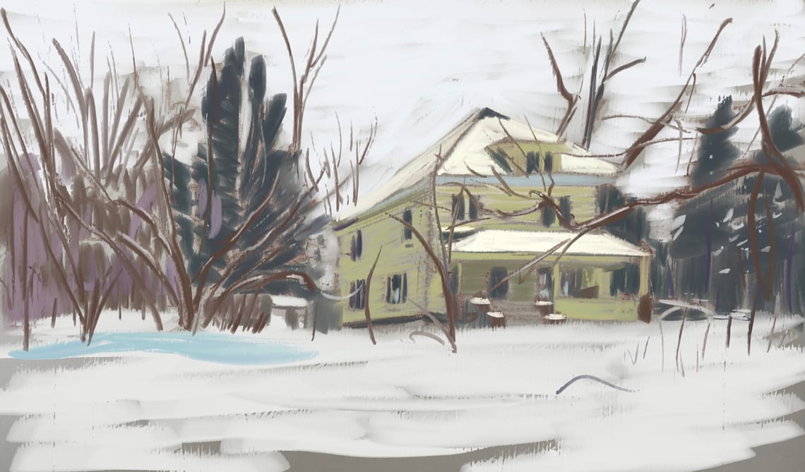 Yellow House Sketch With Yellow