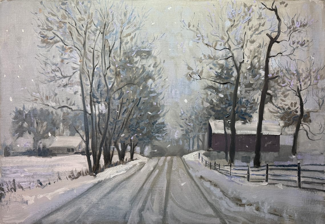 Snow On A Back Road, Completed