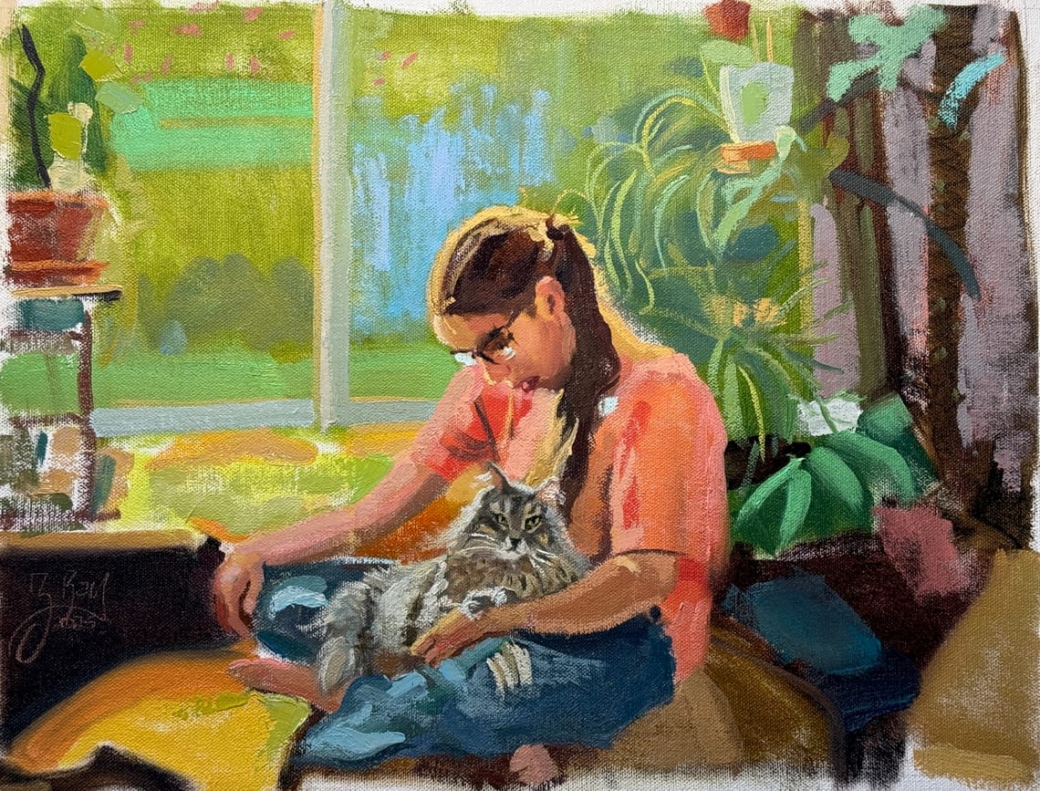 A Girl and Her Cat